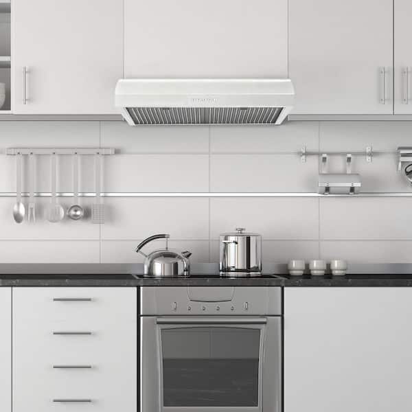 30 in. Convertible Under Cabinet Range Hood with 3-Way Venting Baffle Filters LED in White