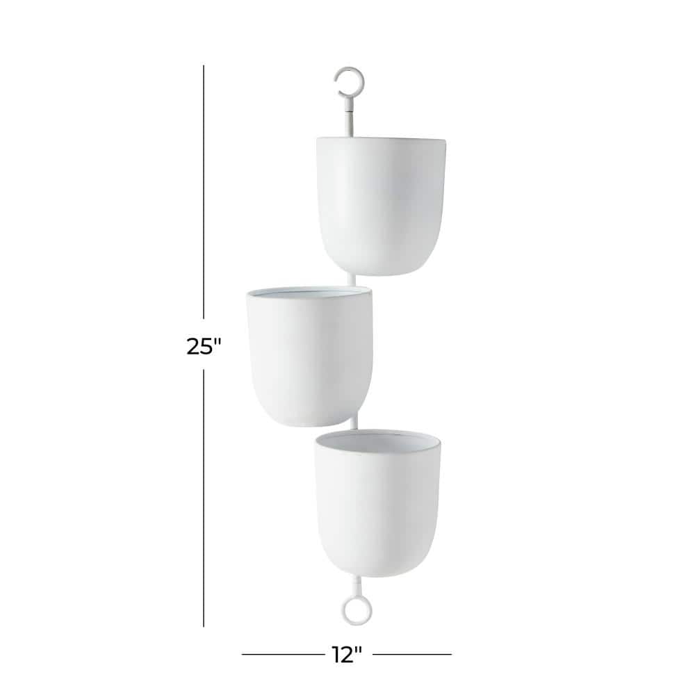 The Novogratz Layered White Metal Wall Planter, 12" x 25"