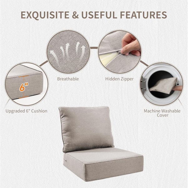 AMCLOBA 22 inch x 21 inch-4 Piece Replacement Outdoor Lounge Chair