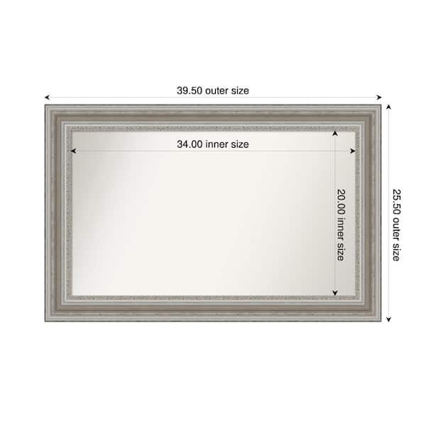 Amanti Art Parlor Silver 39.5 in. x 25.5 in. Custom Non-Beveled Recycled Polystyrene Framed Bathroom Vanity Wall Mirror