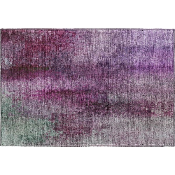 Mayfield Premium Machine Washable Abstract AMF2241 Purple 2 ft. x 3 ft. Accent Rug