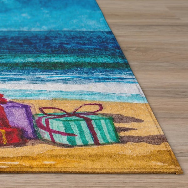 Cozy Winter Blue 2 ft. 3 in. x 7 ft. 6 in. Indoor/Outdoor Washable Area Rug