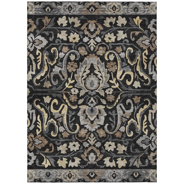 Chantille Machine Washable Indoor/Outdoor Abstract ACN3159 Black 5 ft. x 7 ft. 6 in. Area Rug