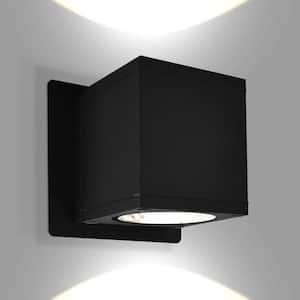 3 in. Black Outdoor LED Up-Down Cube Wall Sconce Light 3CCT 3000K-5000K 18W ETL Listed IP65 Waterproof
