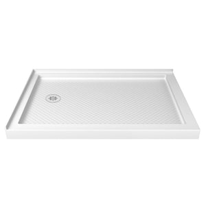 SlimLine 48 in.x 36 in. Double Threshold Shower Pan Base in White with Left Hand Drain