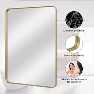 Rectangular Wall Mounted Mirror Bathroom Vanity Mirror 22 in.x 30 in. in Gold