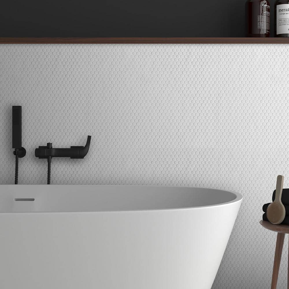 White Matte Hexagonal Recycled Glass Mosaic Tile