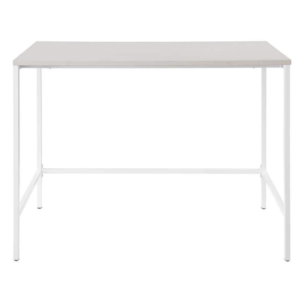 Contempo White Oak 41.7" Home Office Desk with Steel Legs and Drawer