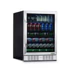 24 in. 177 (12 oz) Can Built-In Beverage Cooler Fridge w/ Precision Temp. Controls, Adjustable Shelves - Stainless Steel