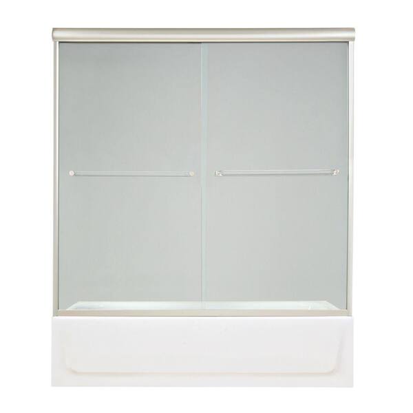 MAAX Luminous 54 in. to 59-1/2 in. W Tub Door in Satin Nickel-DISCONTINUED