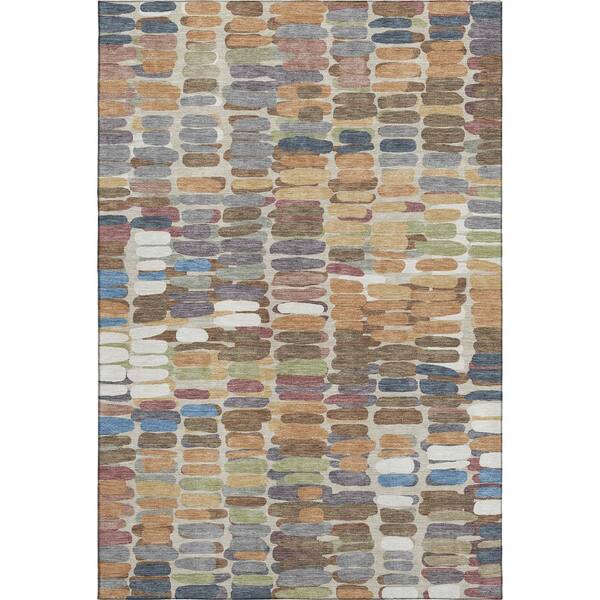 Mayfield Premium Machine Washable Abstract AMF2349 Copper 9 ft. x 12 ft. Area Rug