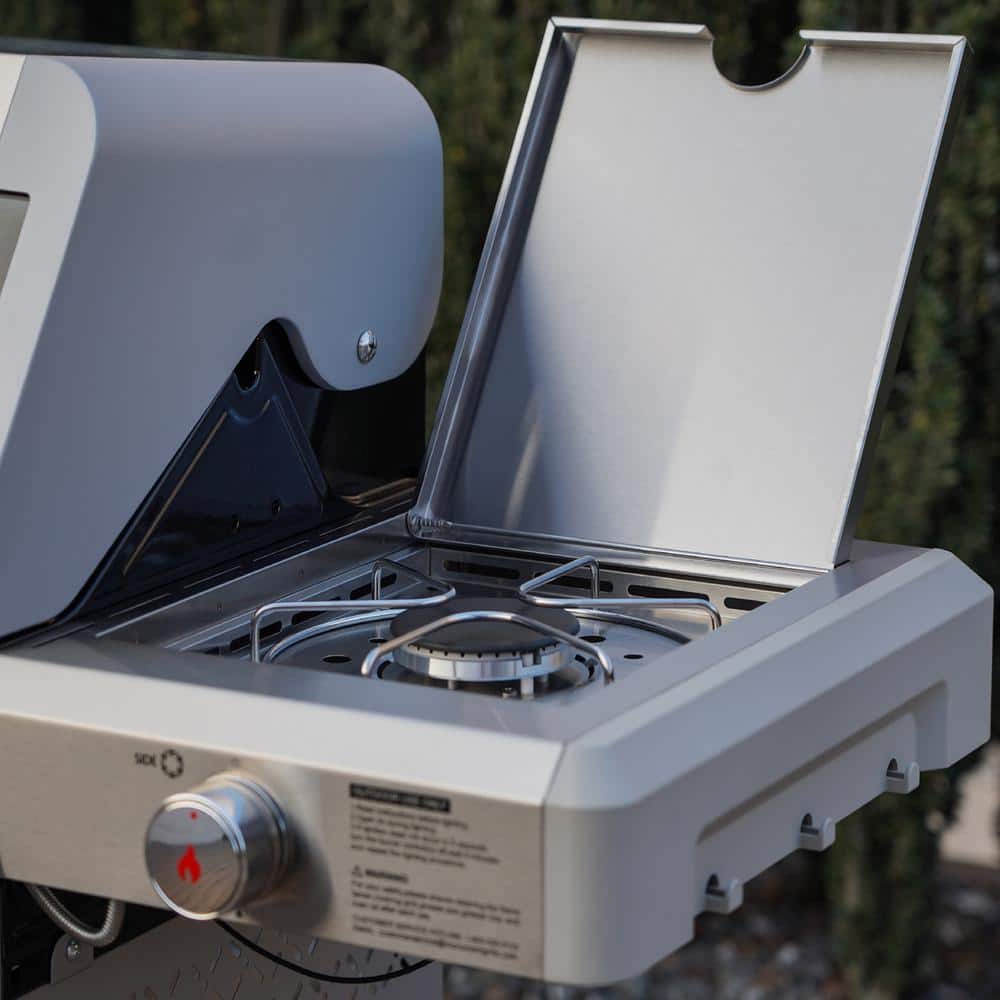 Stainless Steel 3-Burner Propane Gas Grill with Side Burner
