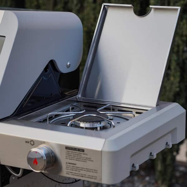 Mesa 3-Burner Propane Gas Grill in Stainless Steel with Clear View Lid and LED Controls