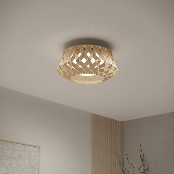 Artika Kiran 13 in. 1 Light Wood Painted 5CCT Integrated Selectable LED Flush Mount Ceiling Light