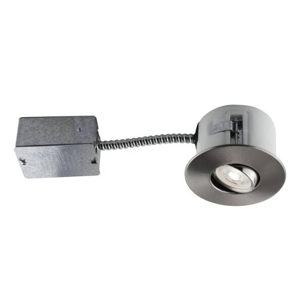 BAZZ 4-in. Brushed Chrome Recessed LED Lighting Kit with GU10 Bulb Included