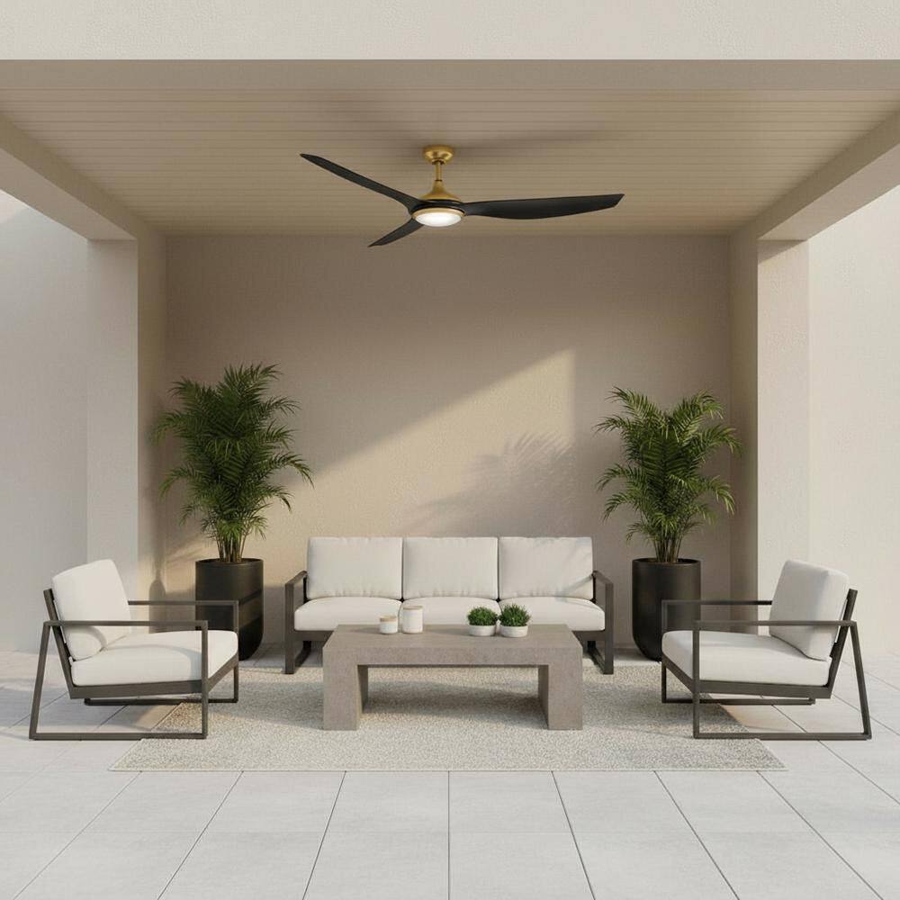 Talan 64.0 in. Indoor/Outdoor Integrated LED Heritage Brass Ceiling Fan with Remote Control price history on PriceWatchPro