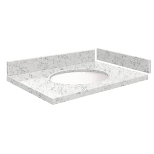 Silestone 28.5 in. W x 22.25 in. D Quartz Vanity Top in Lyra with White Round Single Sink