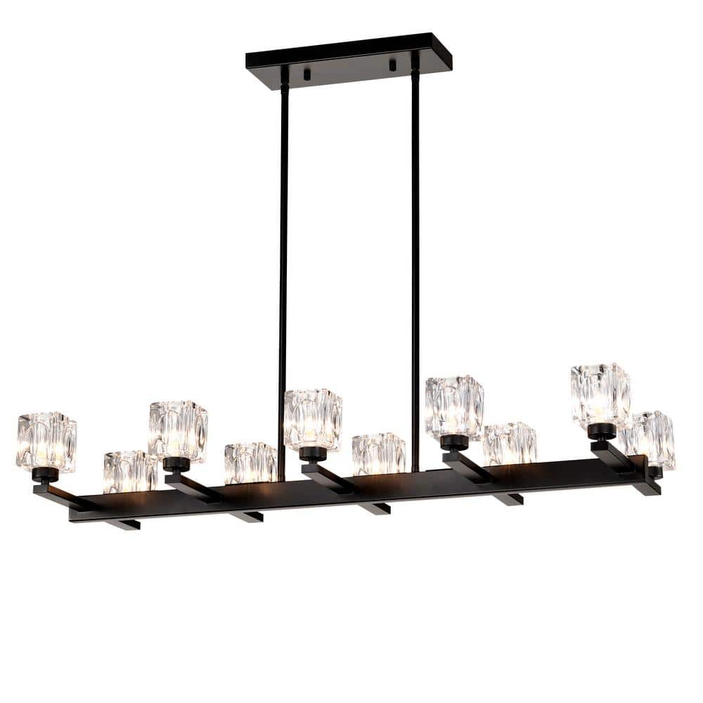 Semi Flush Mount 35.7 in. Chandeliers Pendant Light with Glass Indoor, Hardwired, Base 10 G9 Lights, String Light,Black price history on PriceWatchPro