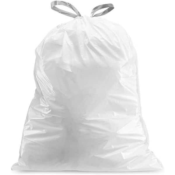 Plasticplace Custom Fit Trash Bags simplehuman (X) Code K Compatible (50 Count) White Drawstring Garbage Liners 10 Gallon / 38 Liter
