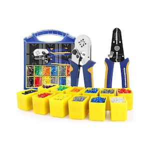 AWG 23-7 Wire Ferrules Crimper Tool Kit with 2500-Pieces Wire End Terminals and AWG 22-7 Wire Stripper, Blue and Yellow