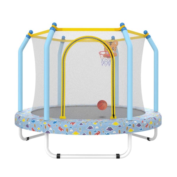Blue Forest Steel Outdoor Round 55-inch Trampoline with Basketball Hoop