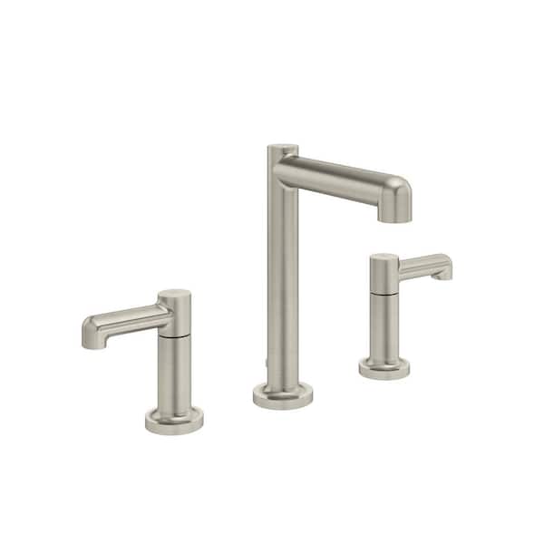 Symmons Museo 8 in. Widespread 2-Handle Bathroom Faucet with Pop-Up Drain Assembly in Satin Nickel