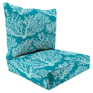 46.5 in. L x 24 in. W x 6 in. T Deep Seating Outdoor Chair Seat and Back Cushion Set in Seacoral Turquoise