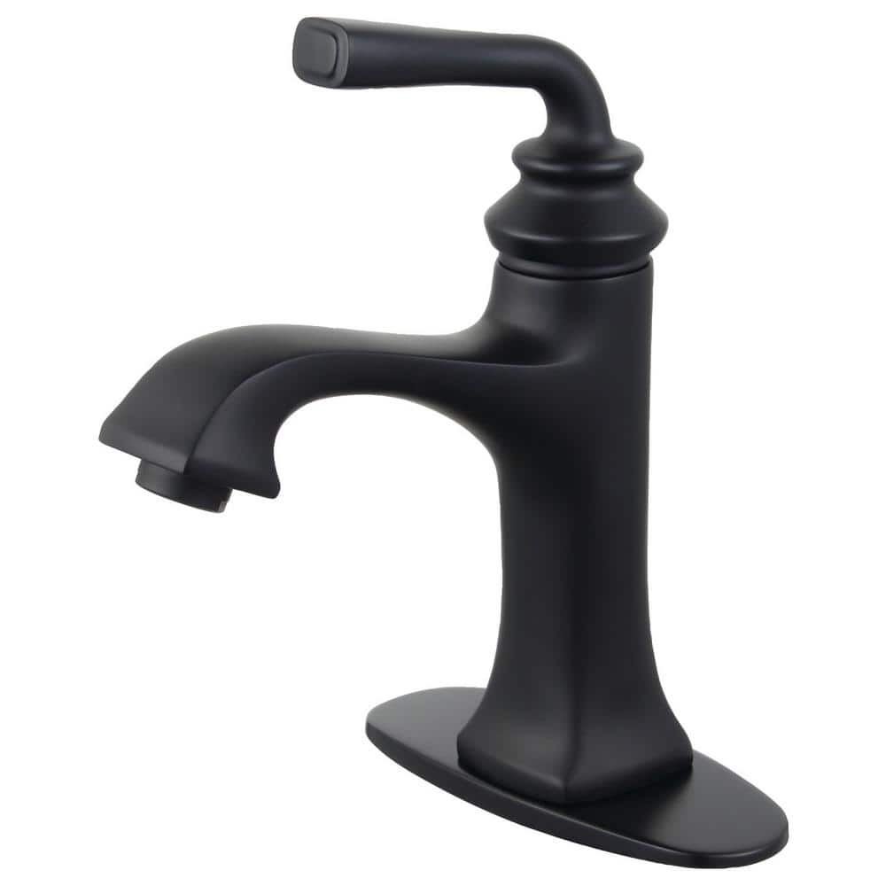 Matte Black Single-Handle Low Arc Bathroom Faucet with Drain Assembly