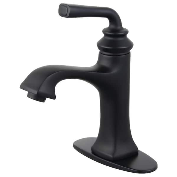 Kingston Brass Restoration Single Hole Single-Handle Bathroom Faucet in Matte Black