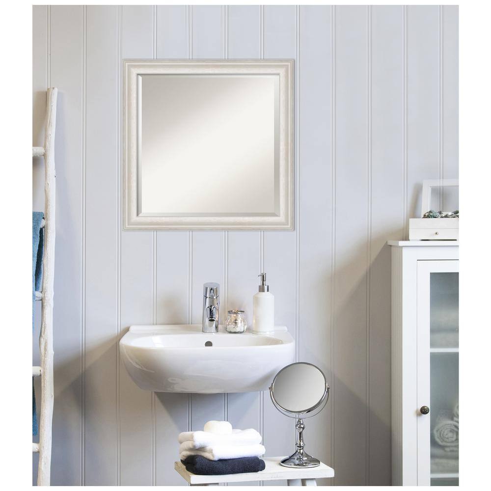 Elegant Silver Ridge 24.5" Square White Wash Wall Mirror