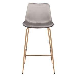 30.7 in. Gray Low Back Metal Bar Chair with Upholstery Seat