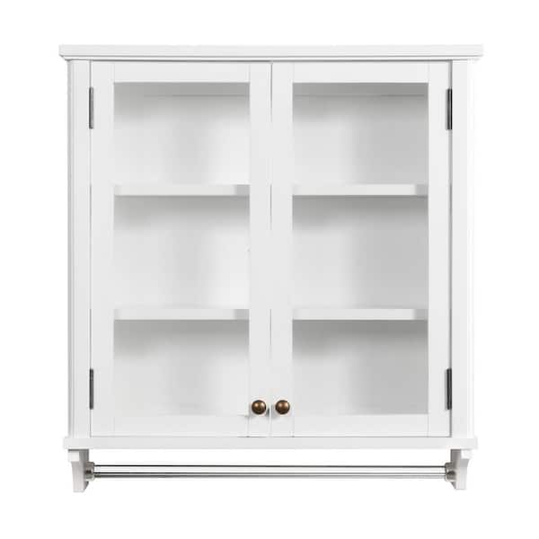 Dorset Bath 27 in. W x 8 in. D x 29 in. H White Pine Wall Mounted Bath Storage Cabinet with Towel Rod