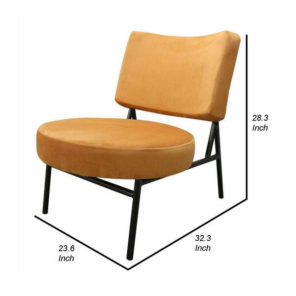 Benjara Modern Burnt Orange and Black Fabric and Metal Curved Back