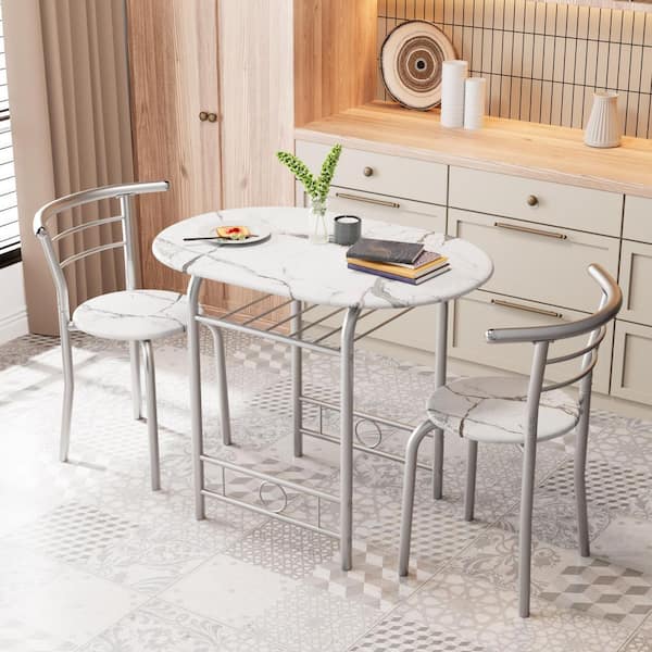 Creaser 3-Piece White Dining Table Set