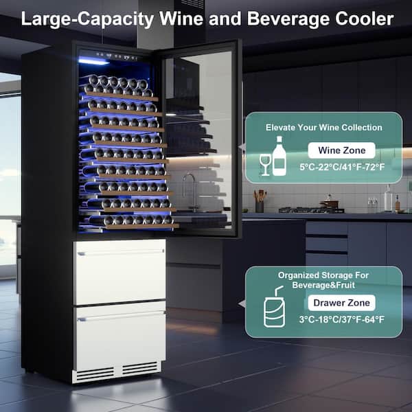 SOZT 23.5 in.DualZone 86Wine Bottles And 148Cans Built-in