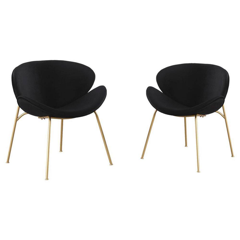 Amucolo Black Velvet Upholstered Dining Chairs with Gold Metal Legs(Set