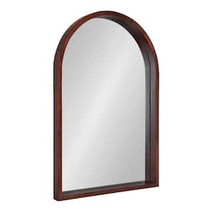 Medium Arch Walnut Brown Classic Mirror (36 in. H x 24 in. W)