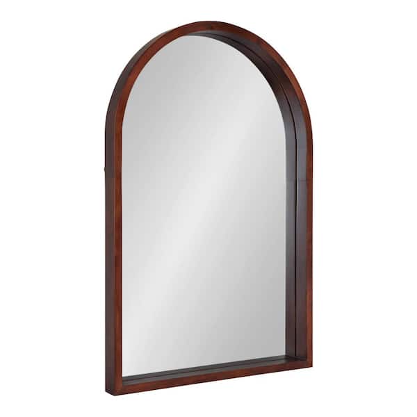 Kate and Laurel Medium Arch Walnut Brown Classic Mirror (36 in. H x 24 in. W)