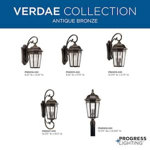 Verdae Collection 3-Light Antique Bronze Clear Seeded Glass New Traditional Outdoor Extra-Large Wall Lantern Light