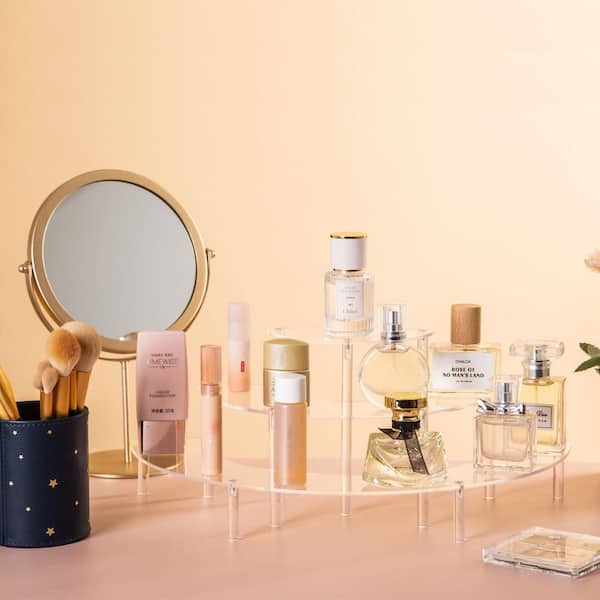 3 Tier Acrylic Display Risers with Half Moon for Spice Racks, Cupcakes, Perfume Stand Organizer, Dessert Stand and Food