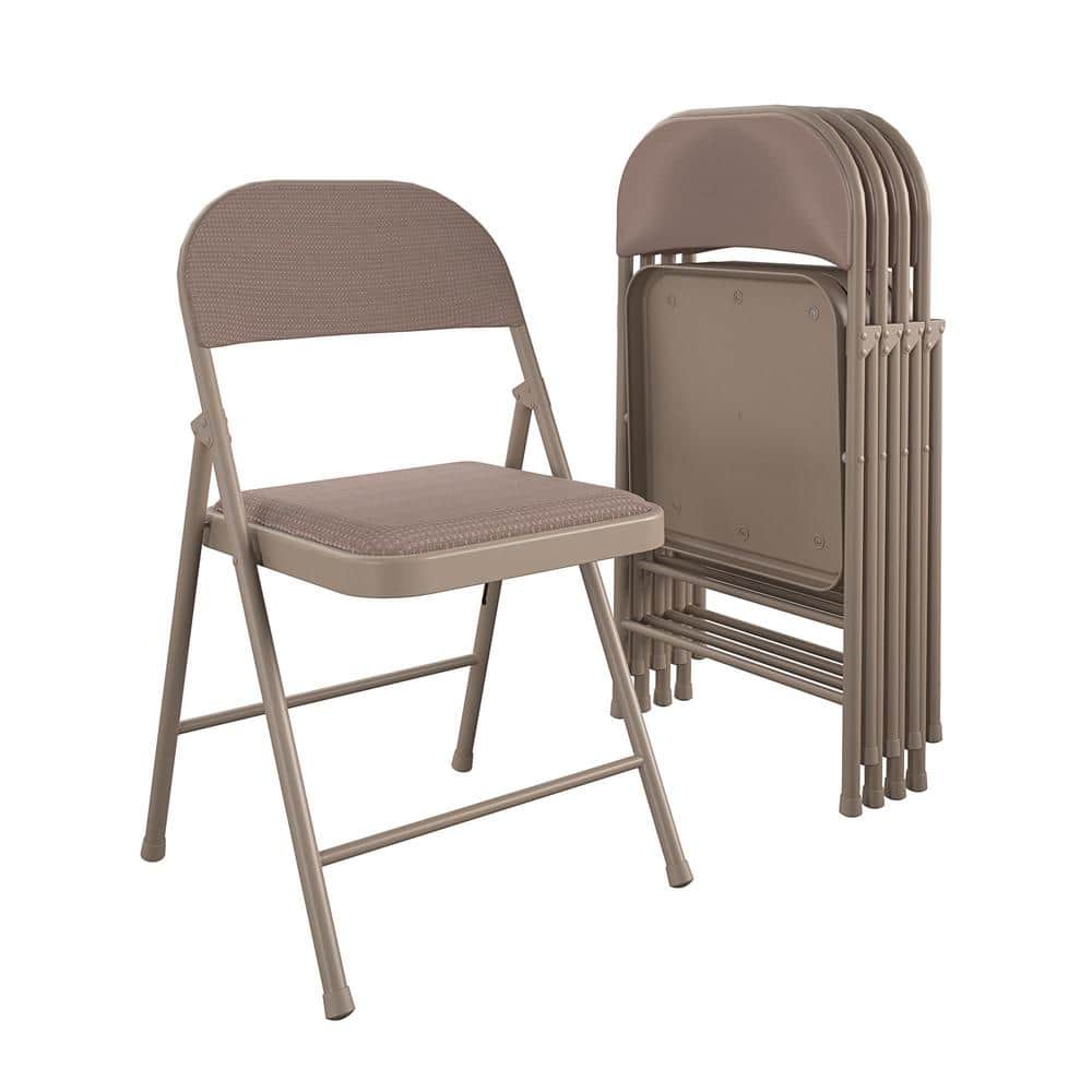 Cosco SmartFold Beige Linen Fabric Seat Folding Utility Chair (Set