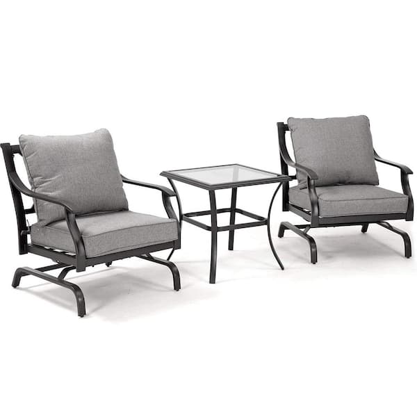 SUNRINX 3-Piece Metal Rocking Chairs Patio Chairs Bistro Sets Indoor Outdoor Chat Set