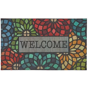 Welcome Stained Glass Floret 18 in. x 30 in. Doorscapes Mat