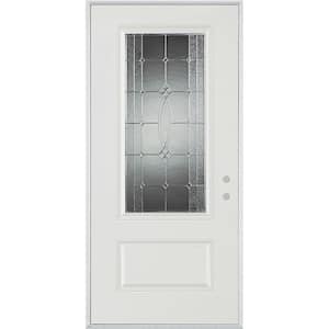 32 in. x 80 in. Diamanti Zinc 3/4 Lite 1-Panel Painted White Left-Hand Inswing Steel Prehung Front Door