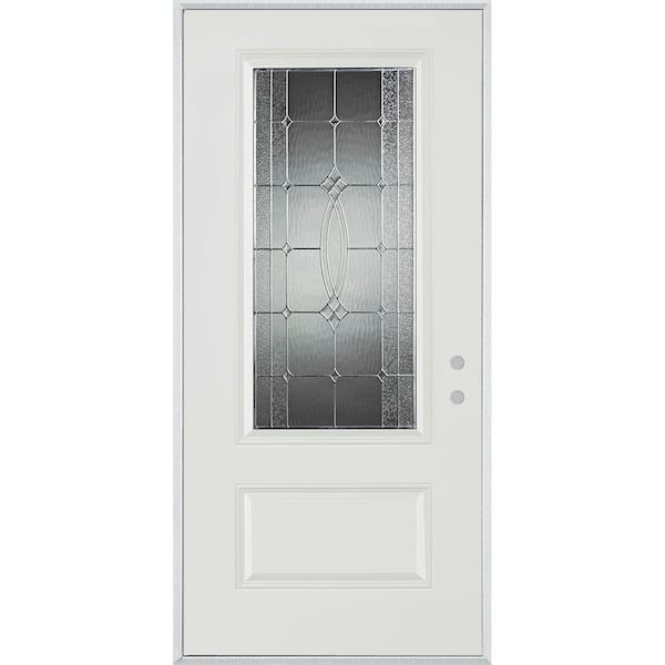 Stanley Doors 32 in. x 80 in. Diamanti Zinc 3/4 Lite 1-Panel Painted White Left-Hand Inswing Steel Prehung Front Door
