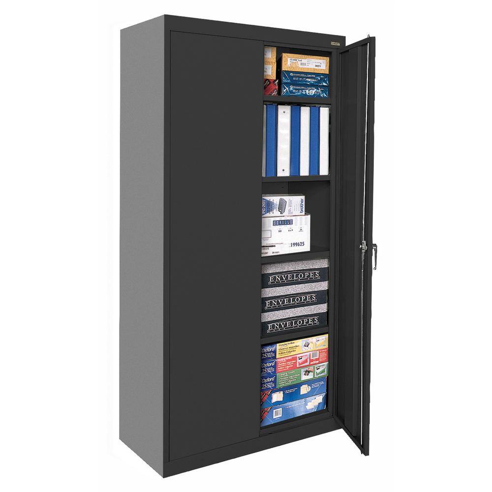 Black Freestanding Lockable Office Cabinet with Adjustable Shelving