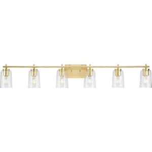Adley 4.75 in. 6-Light Satin Brass with Clear Glass Shades New Traditional Bath Vanity Light for Bath