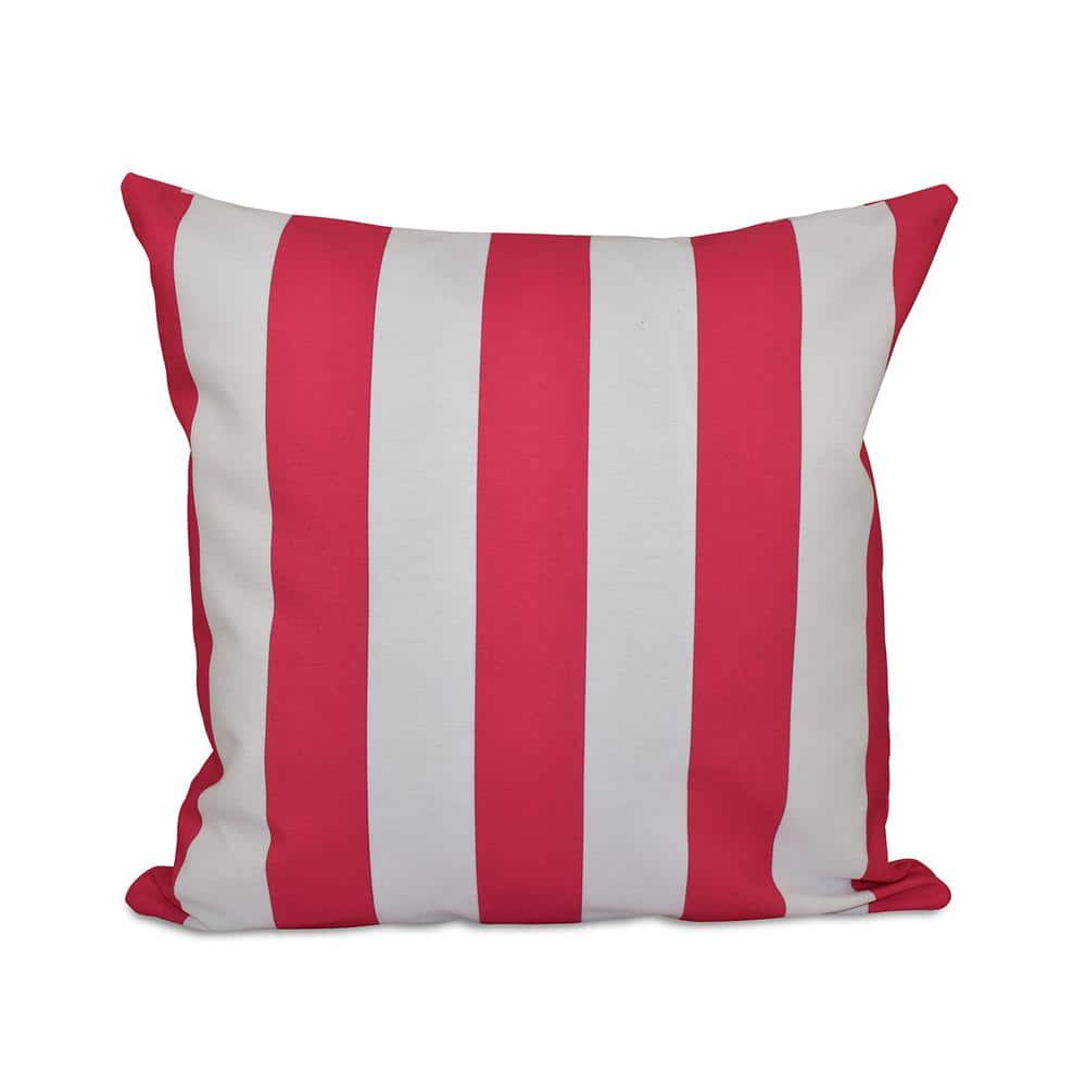 Classic Fuchsia Striped 16 in. x 16 in. Throw Pillow