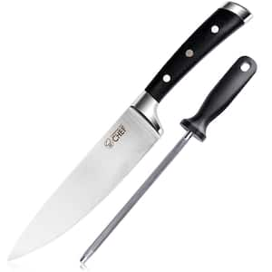 Pro 8 in. High-Carbon Steel Full Tang Chef's Knife with Triple Rivet G10 Handle with Sharpener