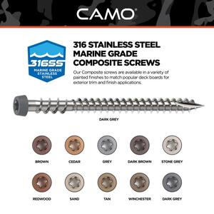 #10 2-1/2 in. 316 Dark Gray Premium Star Drive Flat Undercut Screws Stainless Steel Composite (350-Count)